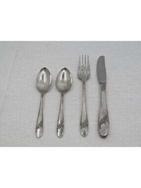 Vintage Oneida Community Tudor Plate Flatware Lot Of 4 Queen Bess II Pattern